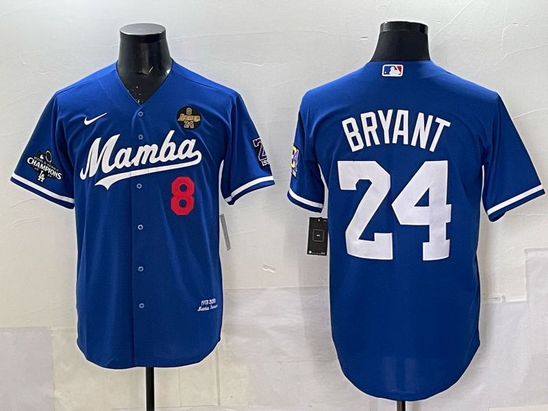 Men Los Angeles Lakers Nike #24 Bryant Blue Joint Name NBA 2025 Jersey style 044->los angeles lakers->NBA Jersey